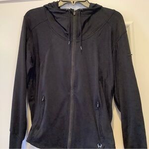 Hylete Women's Black Full-Zip Hoodie Size Large with Thumb Holes Zip Pockets